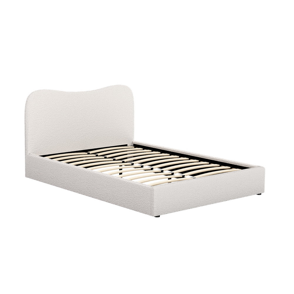 Naida Bed Frame Bouclé - Beige Double