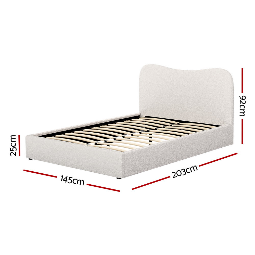 Naida Bed Frame Bouclé - Beige Double