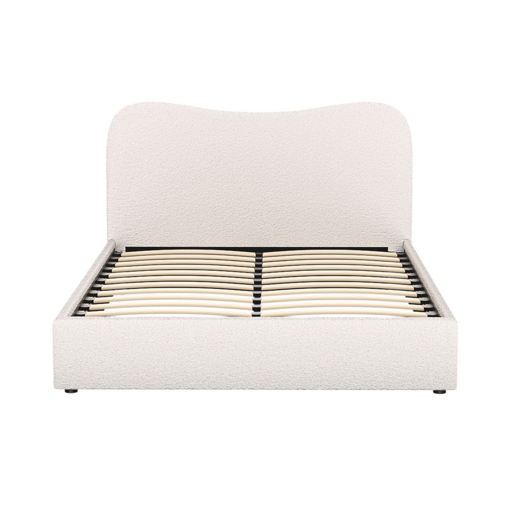 Naida Bed Frame Bouclé - Beige Double