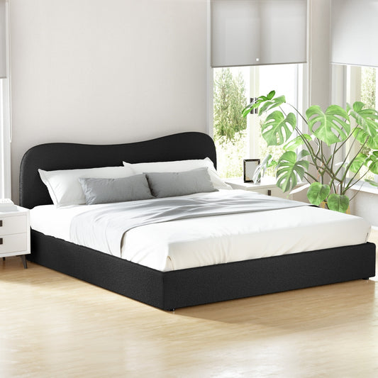 Naida Bed Frame Bouclé - Black King