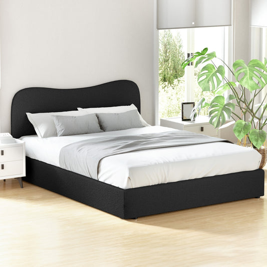 Naida Bed Frame Bouclé - Black Queen