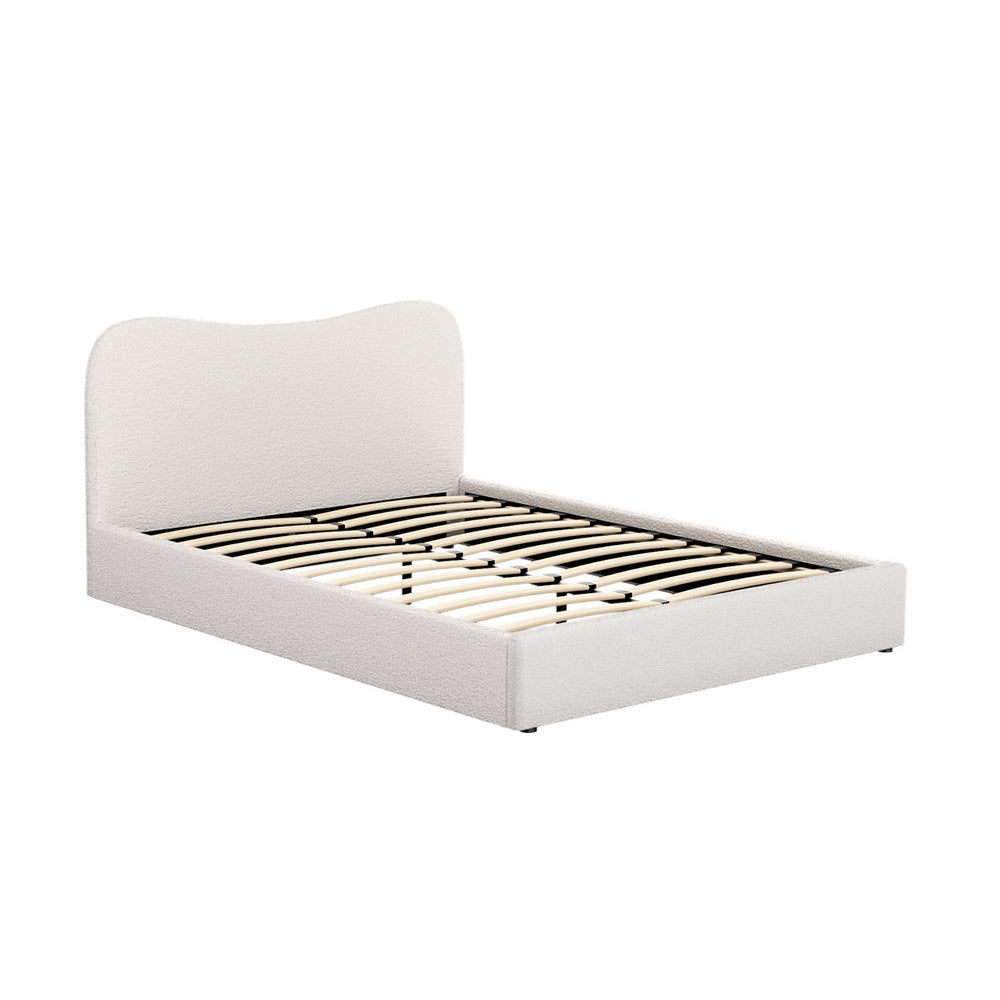 Naida Bed Frame Bouclé - Beige Queen