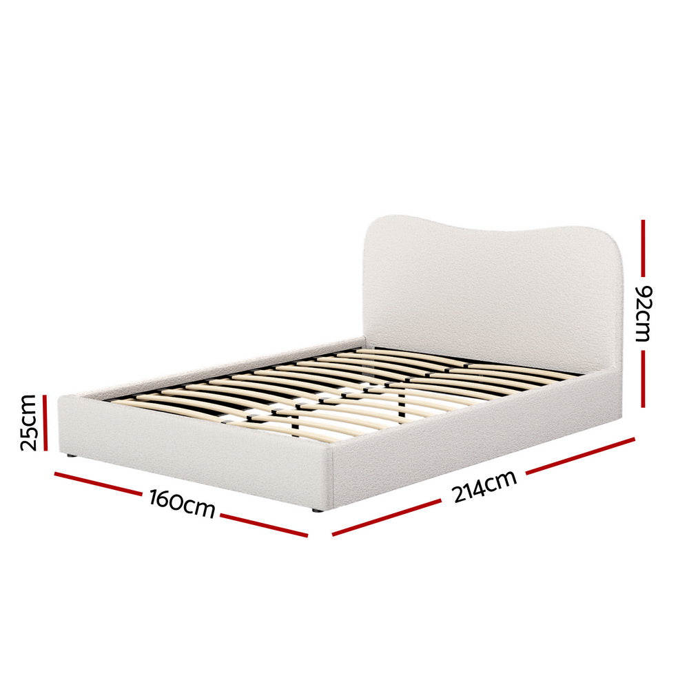 Naida Bed Frame Bouclé - Beige Queen