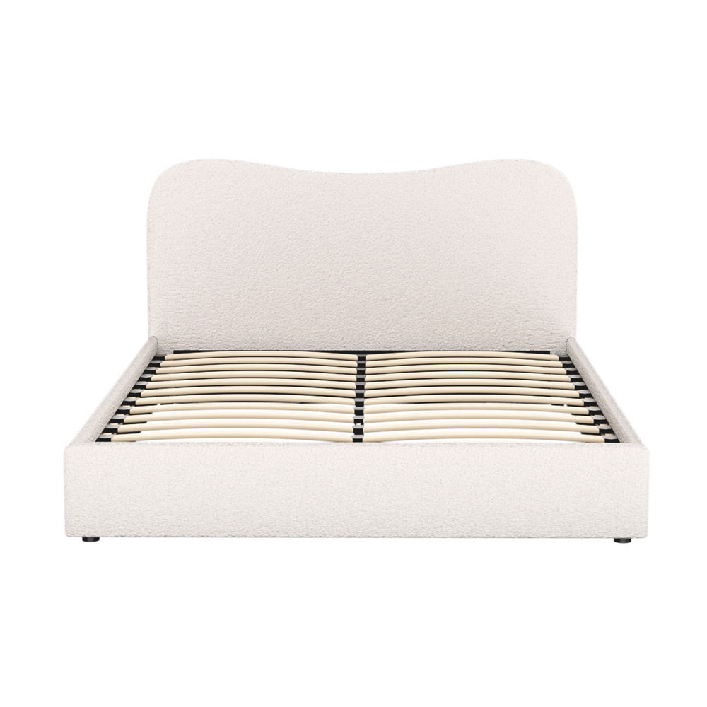 Naida Bed Frame Bouclé - Beige Queen