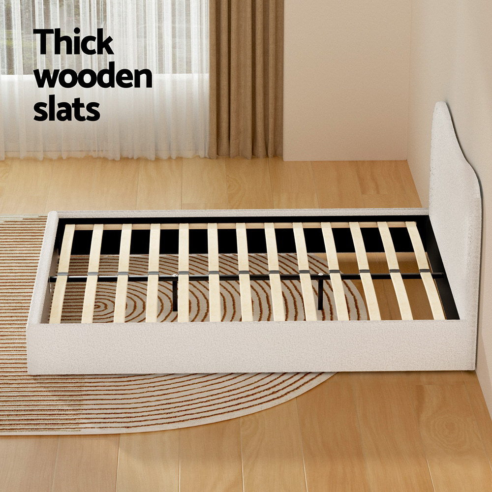 Naida Bed Frame Bouclé - Beige Queen