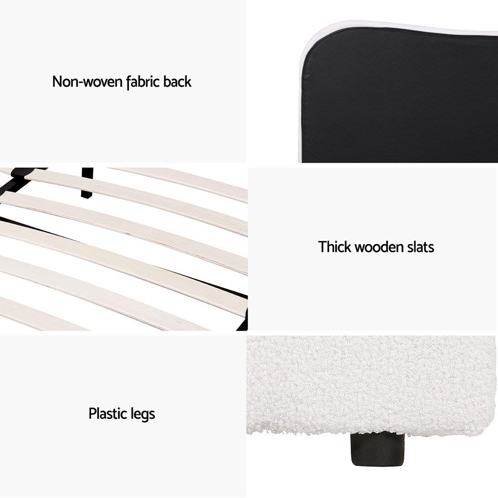 Naida Bed Frame Bouclé - Beige Single