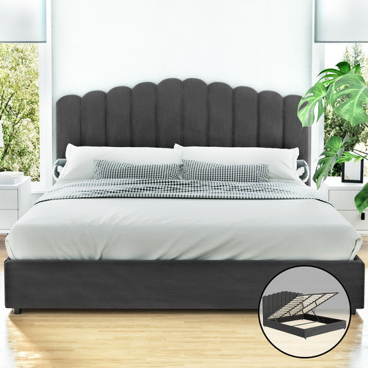 Fiona Bed Frame Velvet - Grey King