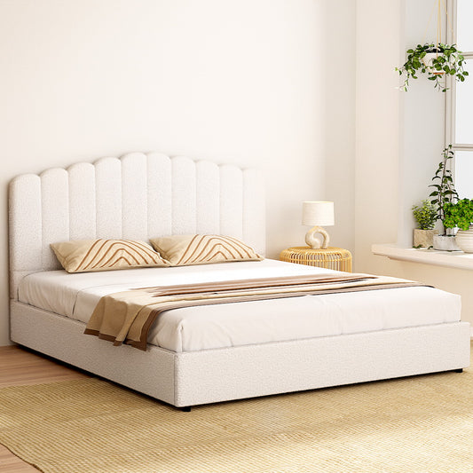 Fiona Bed Frame Bouclé - Beige King