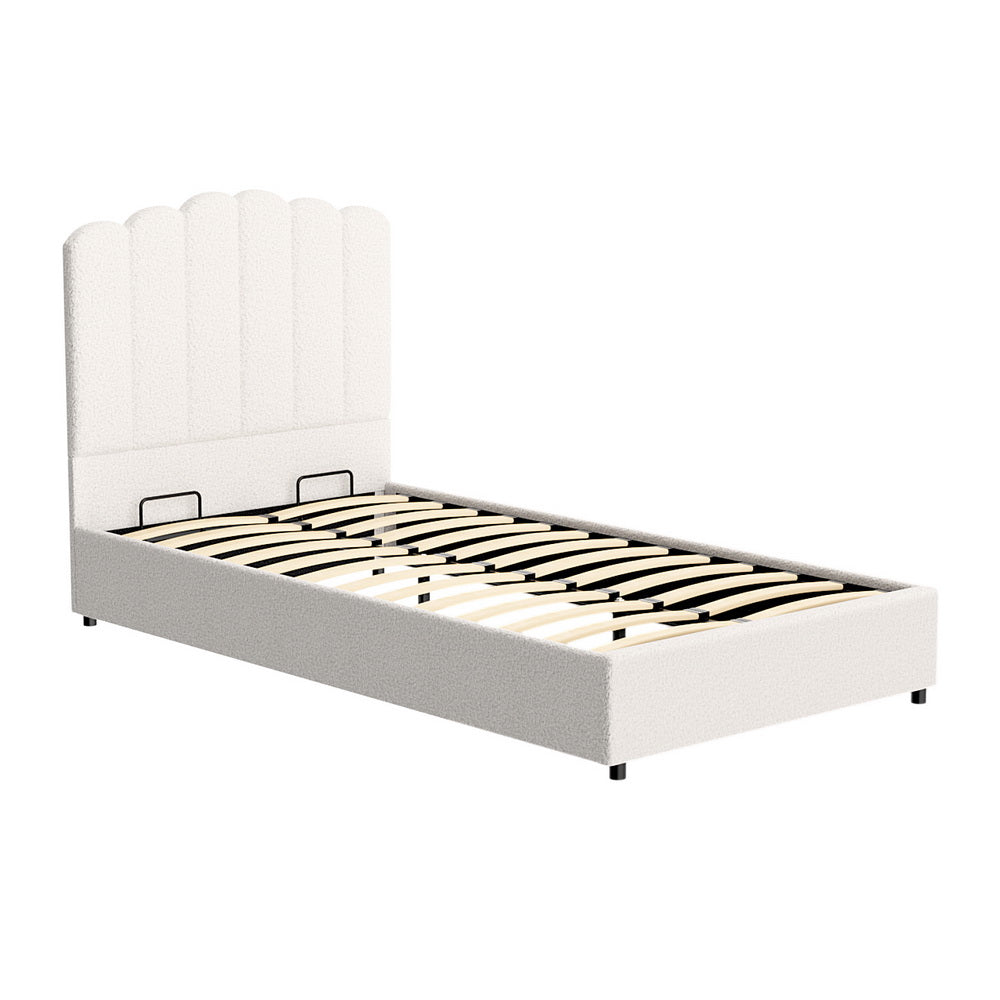 Fiona Bed Frame Bouclé - Beige King Single