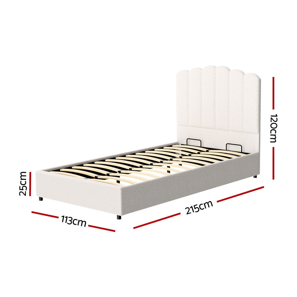 Fiona Bed Frame Bouclé - Beige King Single