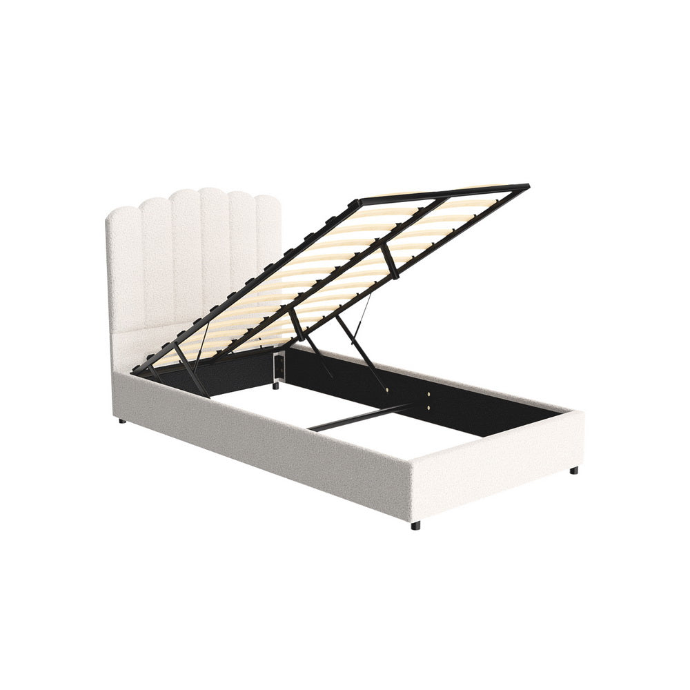 Fiona Bed Frame Bouclé - Beige King Single