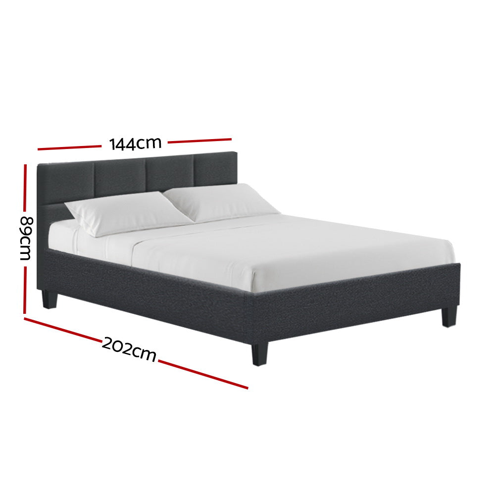 Jadeite Bed & Mattress Package with 34cm Mattress - Charcoal Double