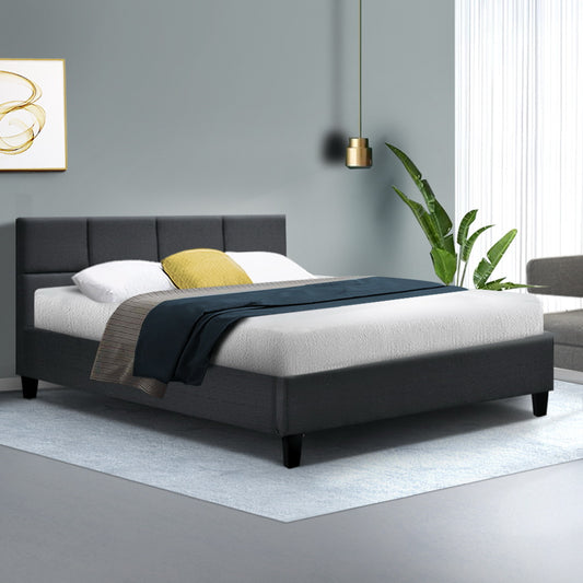 Berlin Bed Frame Fabric - Charcoal Double
