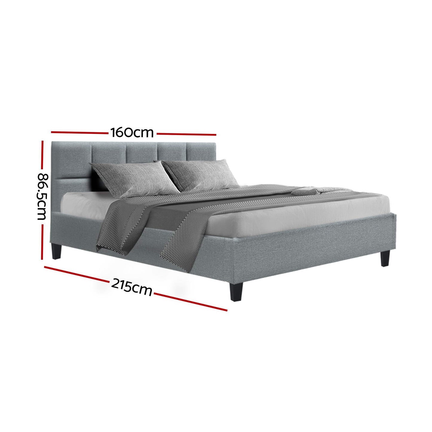 Pumice 24cm Bed & Mattress Package - Grey Queen