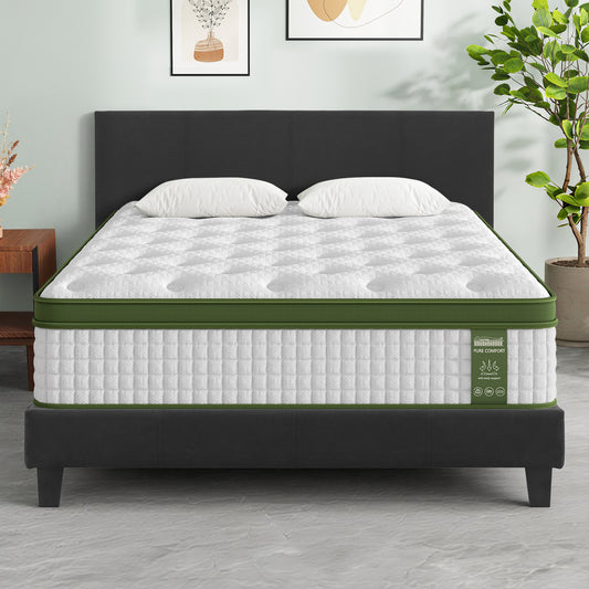Beryl Bed & Mattress Package with 34cm Mattress Upholstered Hybrid Pocket Coil - Charcoal Double