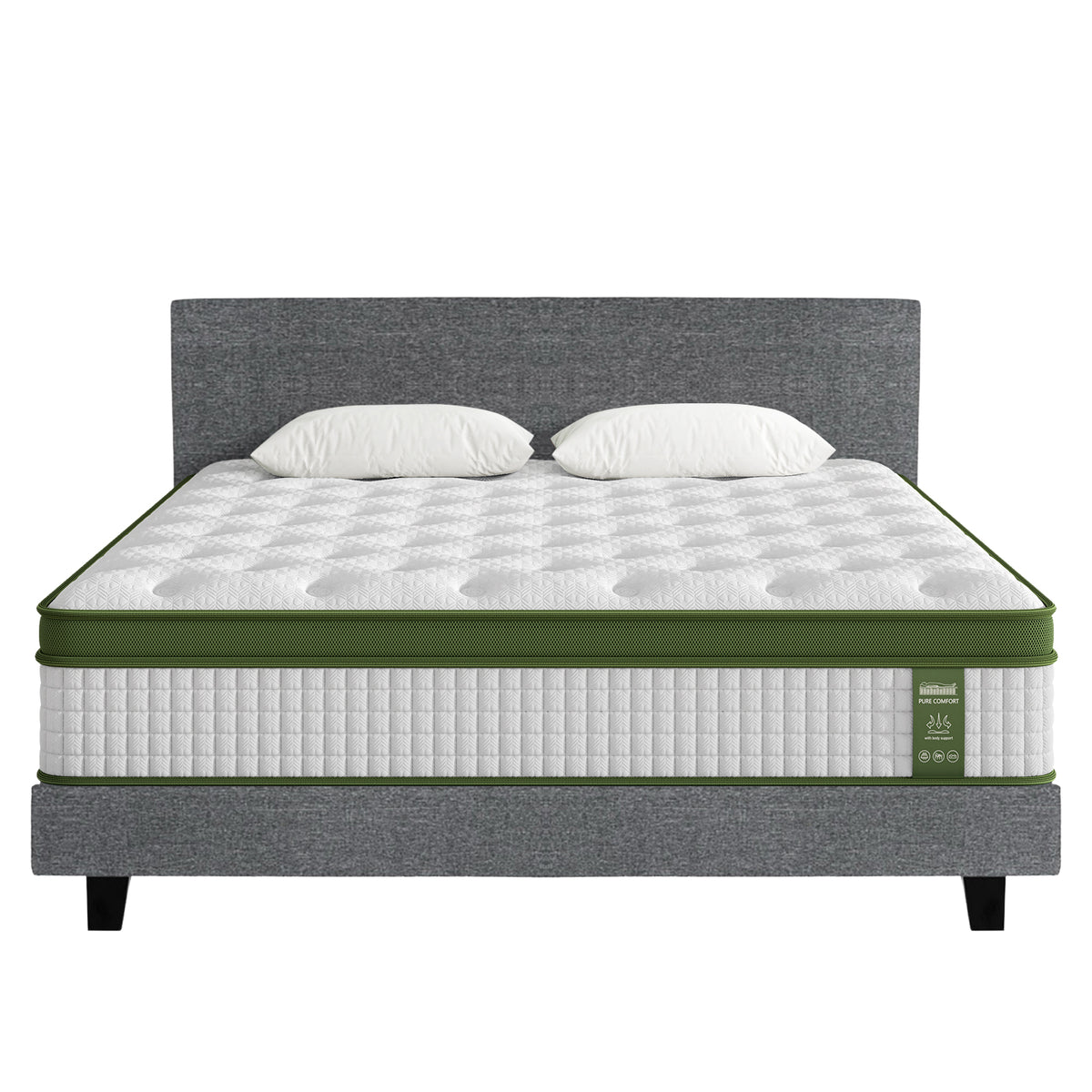 Jasper Bed & Mattress Package with 34cm Mattress Hybrid Leather Frame Medium - Grey King