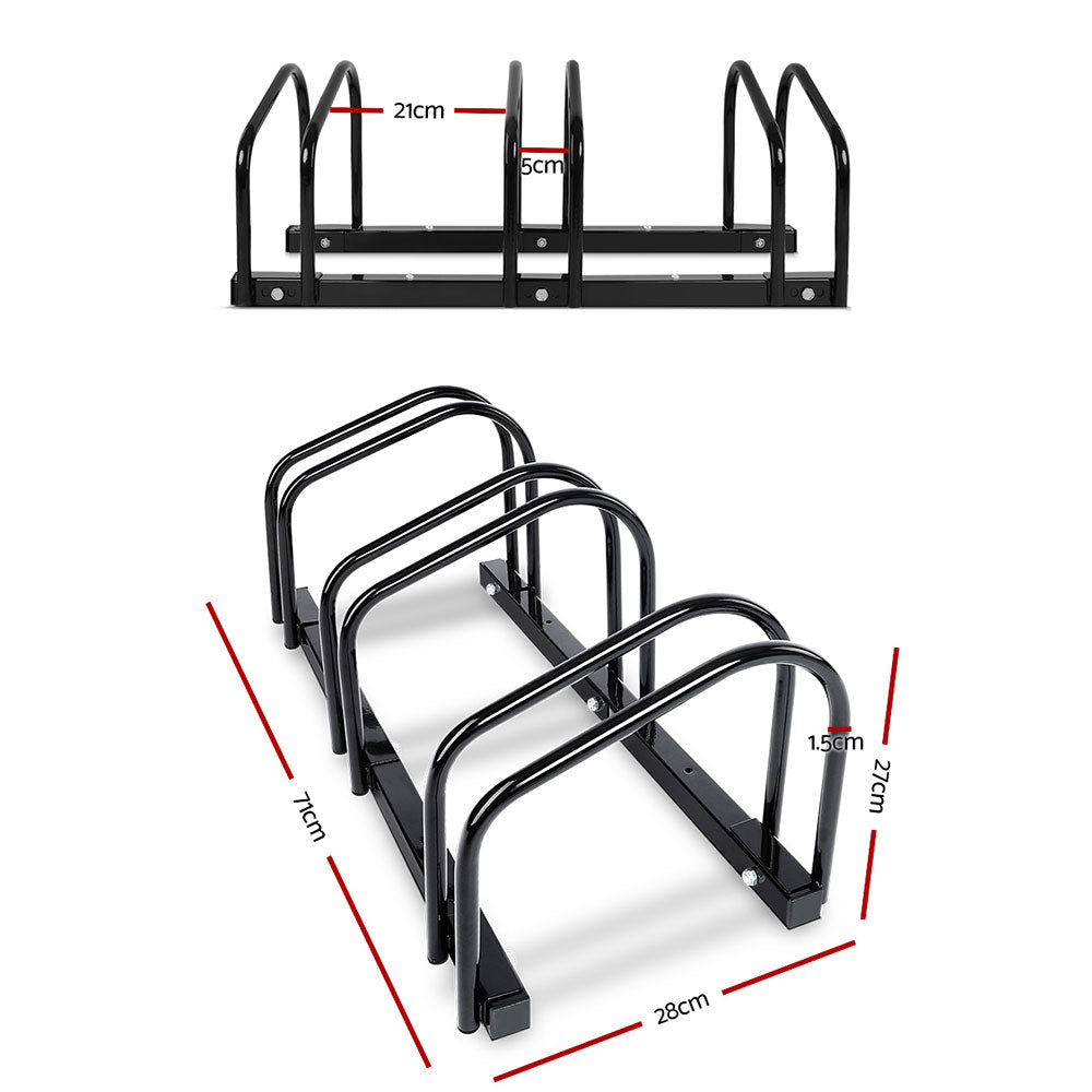3 Bike Stand Floor Bicycle Storage Black