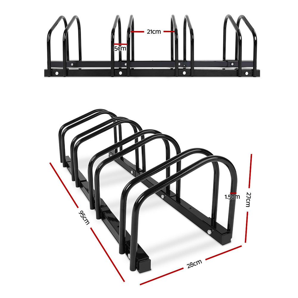 4 Bike Stand Floor Bicycle Storage Black