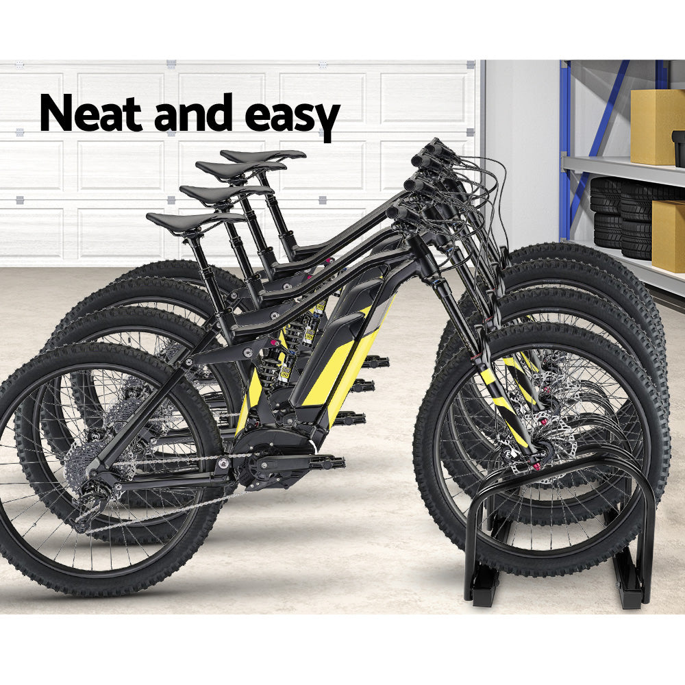 4 Bike Stand Floor Bicycle Storage Black