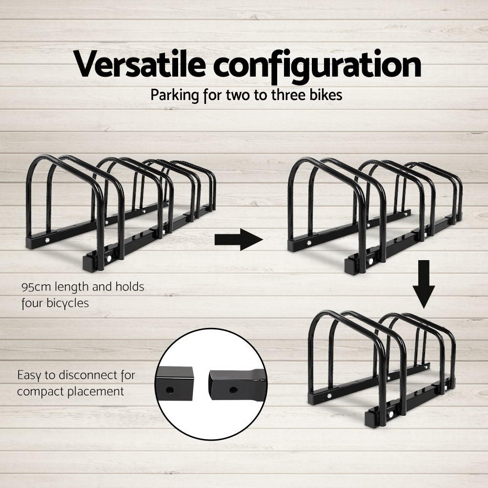 4 Bike Stand Floor Bicycle Storage Black