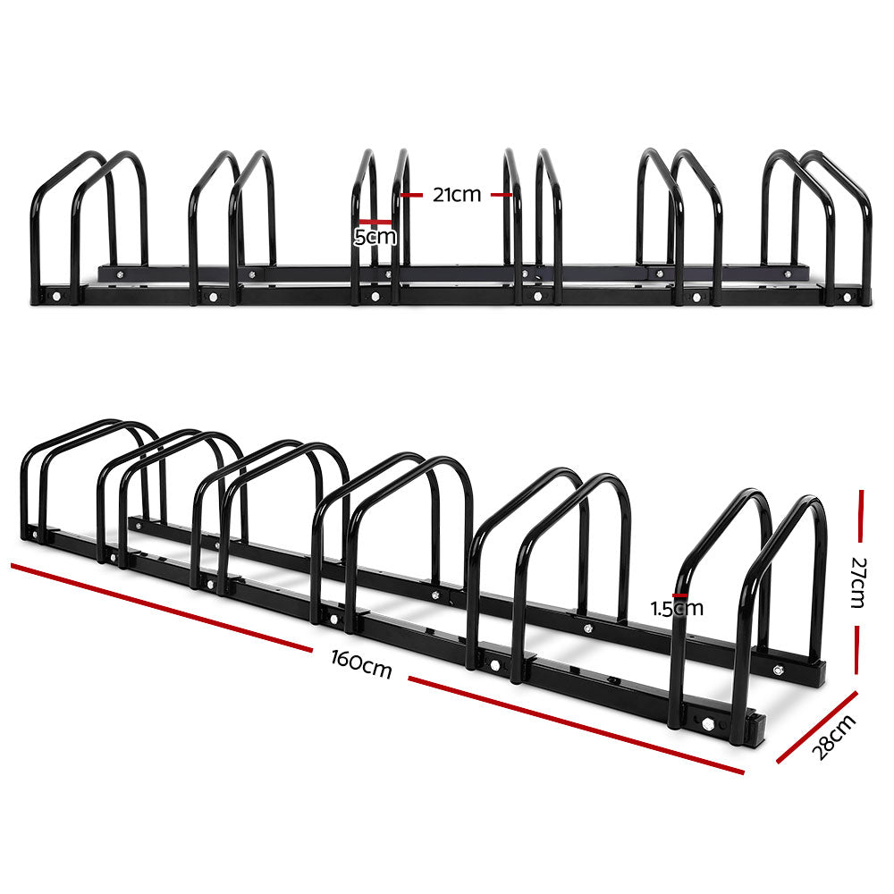 6 Bike Stand Floor Bicycle Storage Black