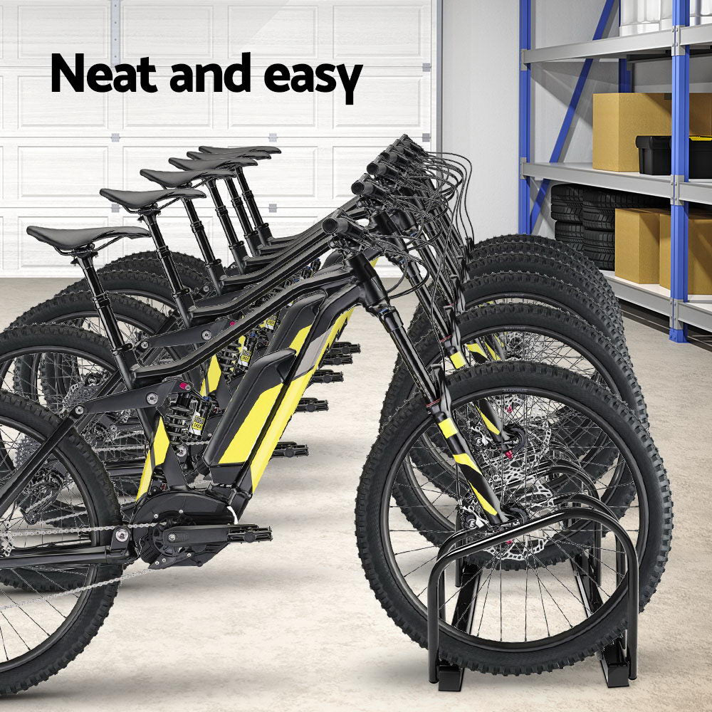 6 Bike Stand Floor Bicycle Storage Black