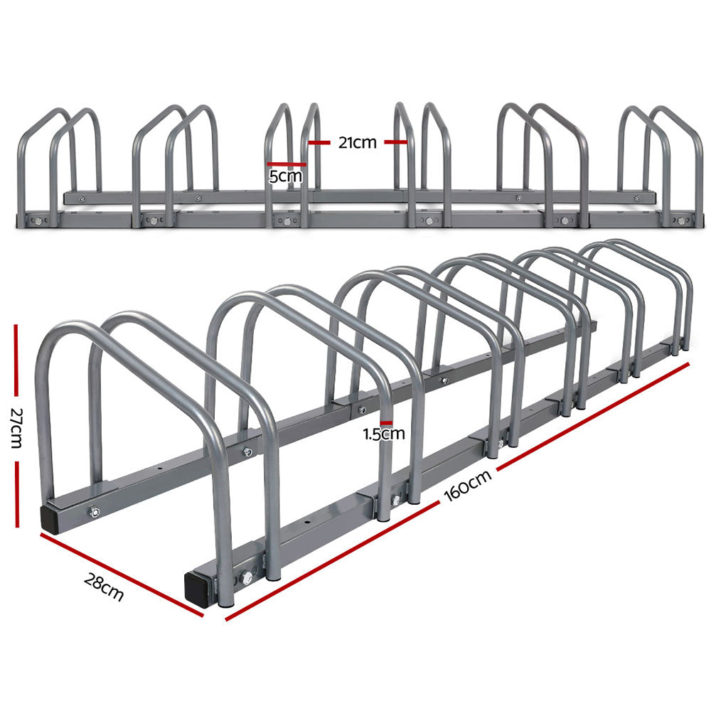 6 Bike Stand Floor Bicycle Storage Silver