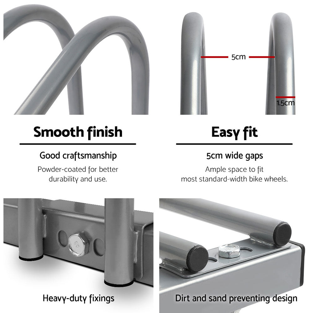 6 Bike Stand Floor Bicycle Storage Silver