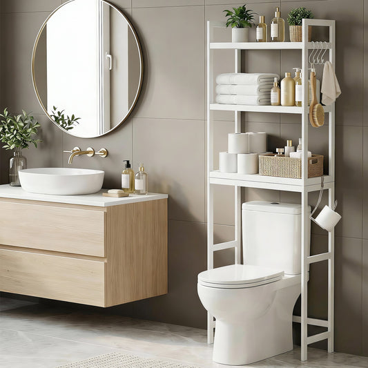 Over Toilet Storage Bathroom Rack Space Saving 3 Tier Organiser White