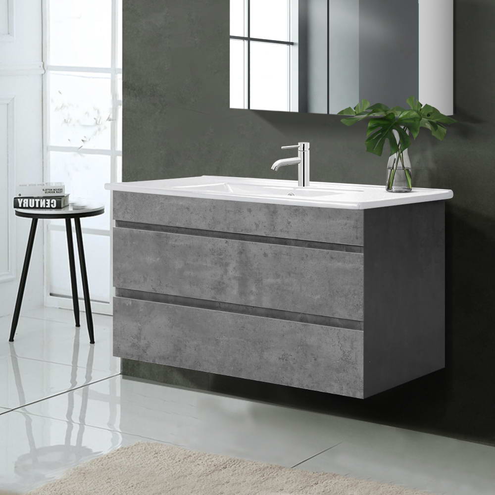 900mm Bathroom Vanity Cabinet Basin Unit Sink Storage Wall Mounted Cement
