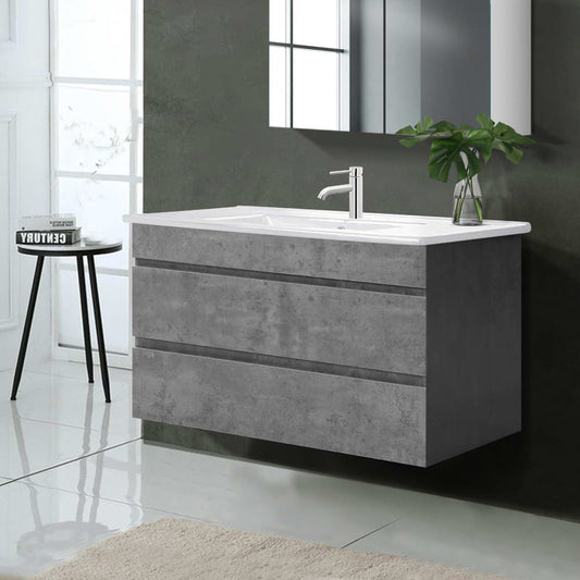 900mm Bathroom Vanity Cabinet Basin Unit Sink Storage Wall Mounted Cement