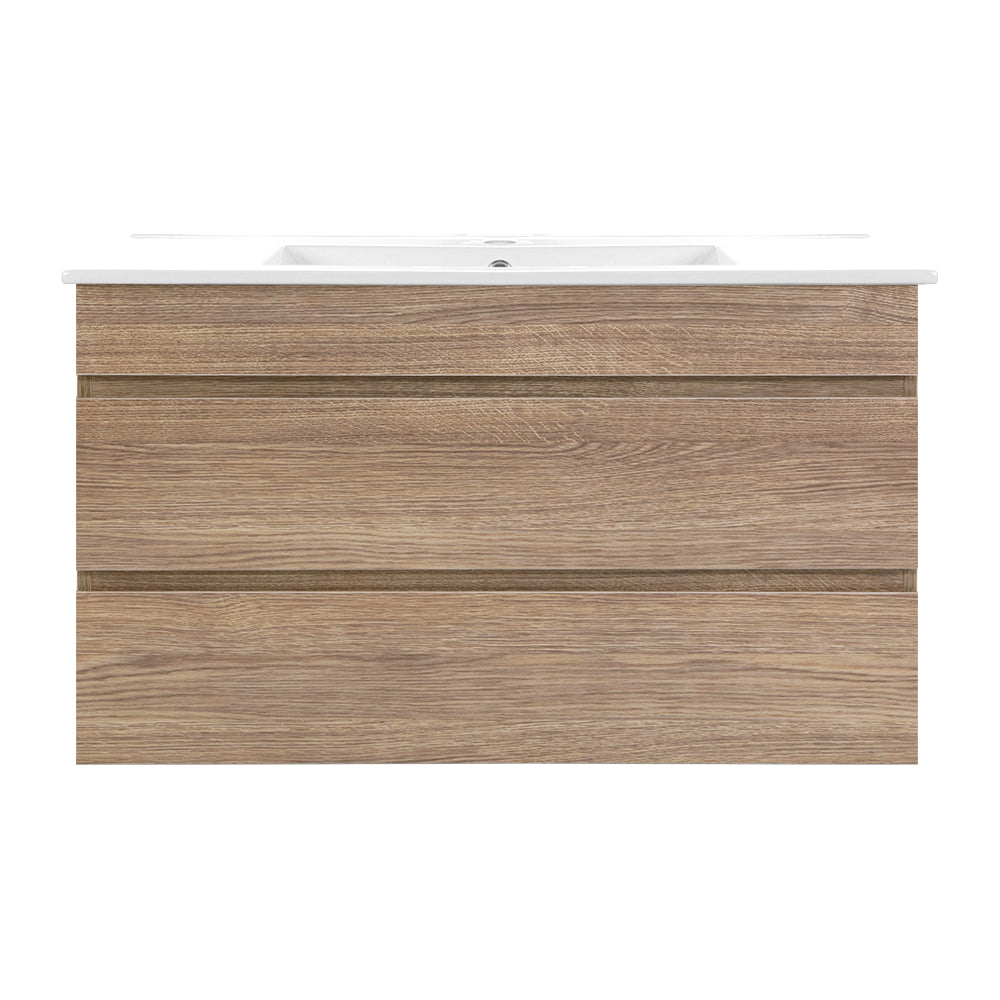 900mm Bathroom Vanity Cabinet Wash Basin Unit Sink Storage Wall Mounted Oak White