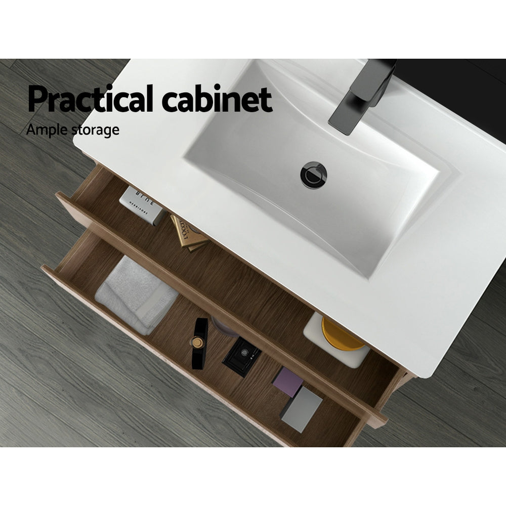 900mm Bathroom Vanity Cabinet Wash Basin Unit Sink Storage Wall Mounted Oak White