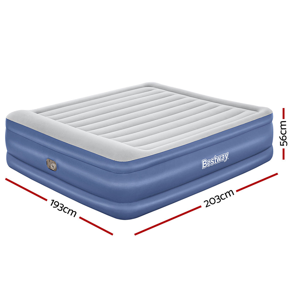 Factory Buys 56cm Air Mattress Inflatable Bed Airbed - Blue King