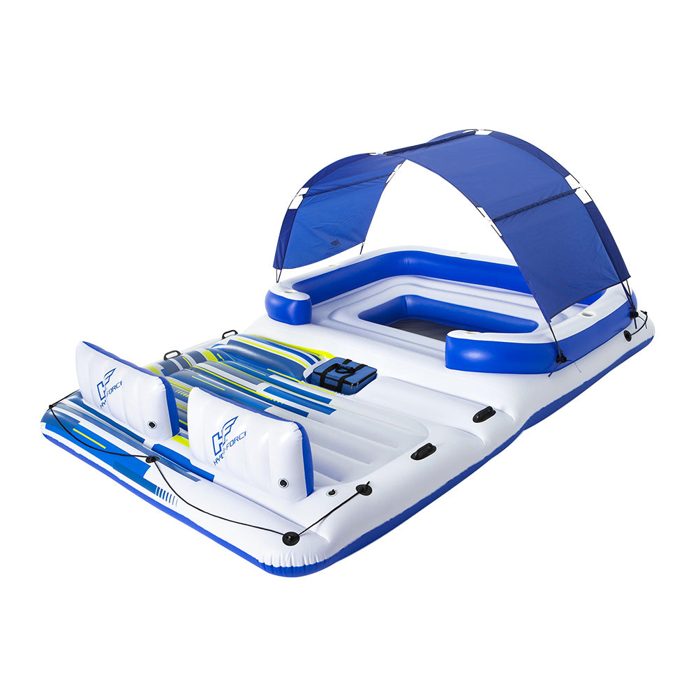 Factory Buys Pool Float Island Inflatable Lounge 6-person Seat Canopy