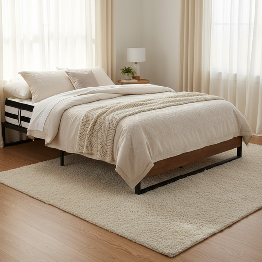 Basalt Bed & Mattress Package - Wood Single