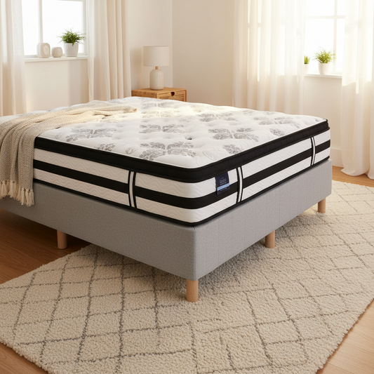 Bliss Ensemble Bed Base & Mattress Package with 34cm Mattress - Light Grey Single