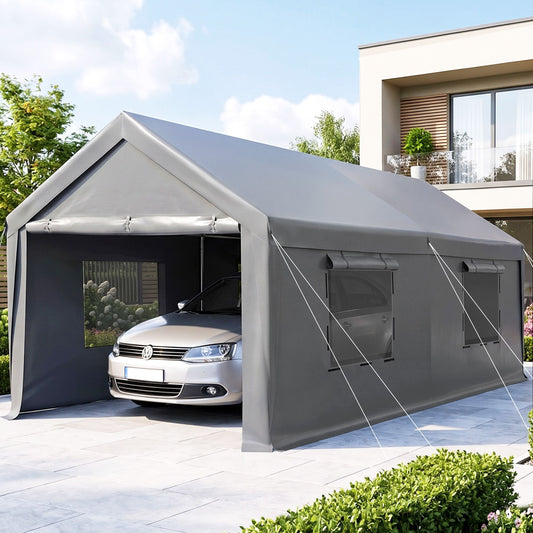 3x6m Carports Canopy Tent Portable Garage Outdoor Steel Shelter Grey