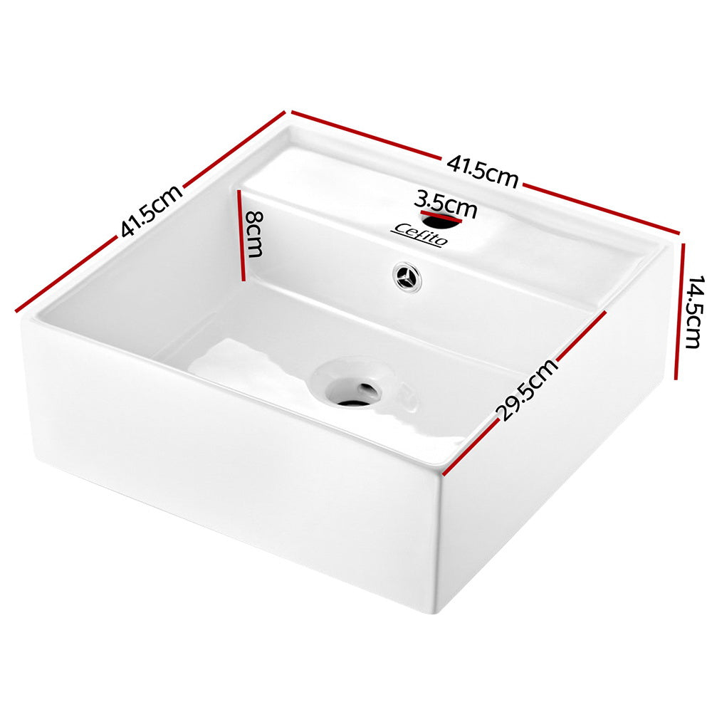 41.5x41.5x14.5cm Ceramic Rectangle Sink Bowl - White