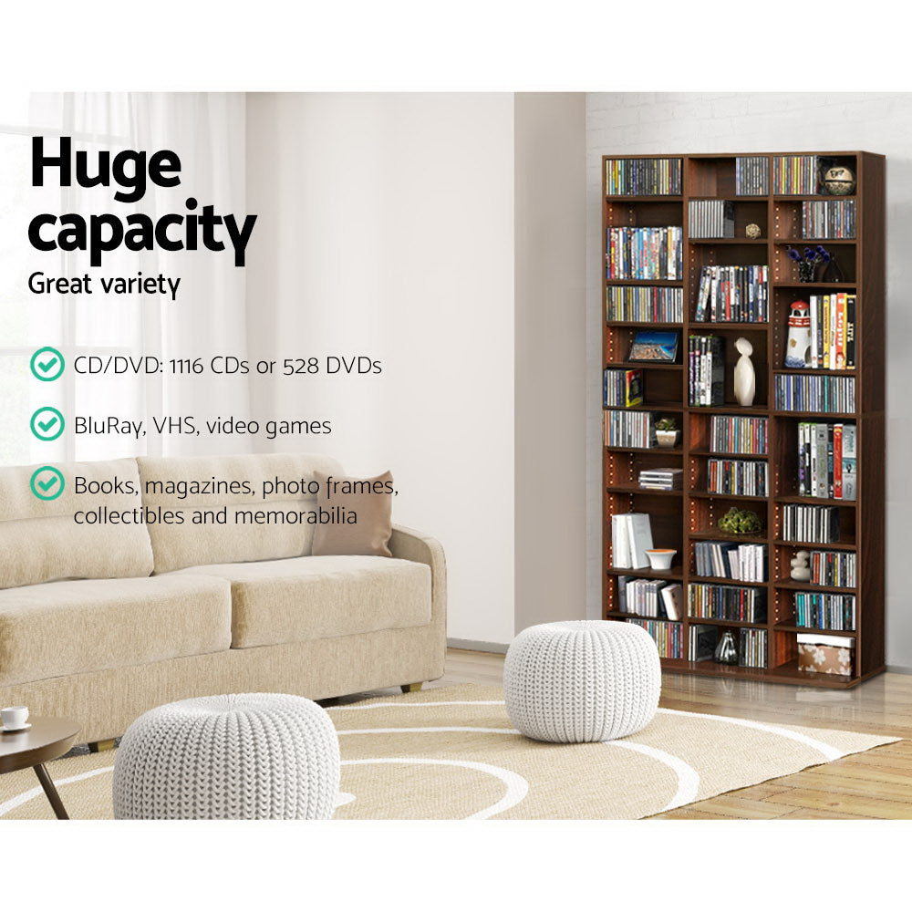 Artiss Bookshelf CD Storage Rack - Walnut