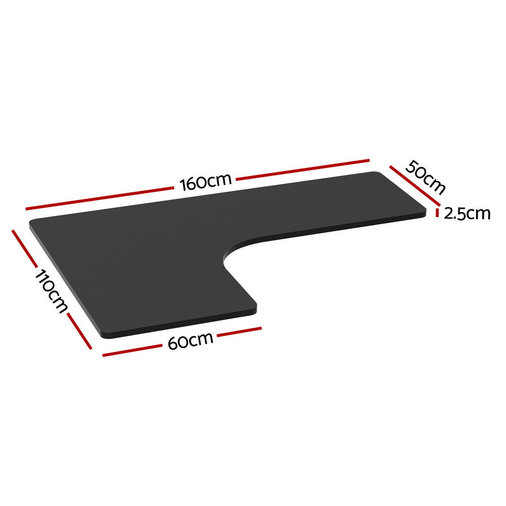 Artiss Standing Desk Top L-Shape Black 160cm
