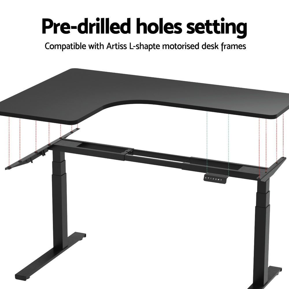 Artiss Standing Desk Top L-Shape Black 160cm