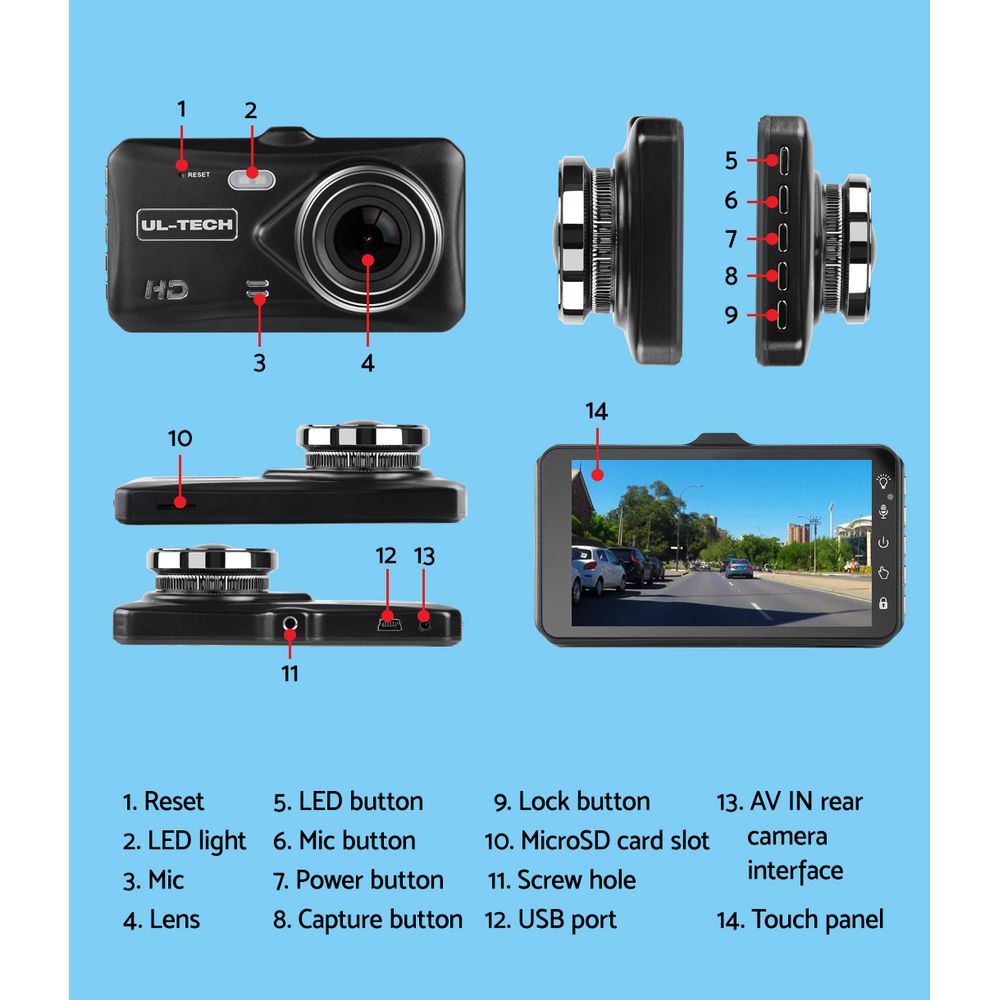 Dash Camera 1080P 4" Front Rear View, Dash Camera 1080P 4" Front Rear View Cam Car DVR Reverse Recorder 32GB