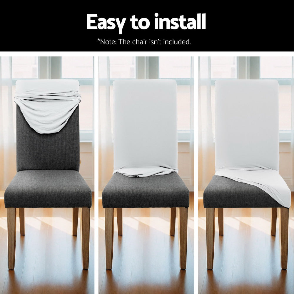 Set of 6 Dining Chair Covers Slipcovers Spandex Stretch Banquet Wedding White