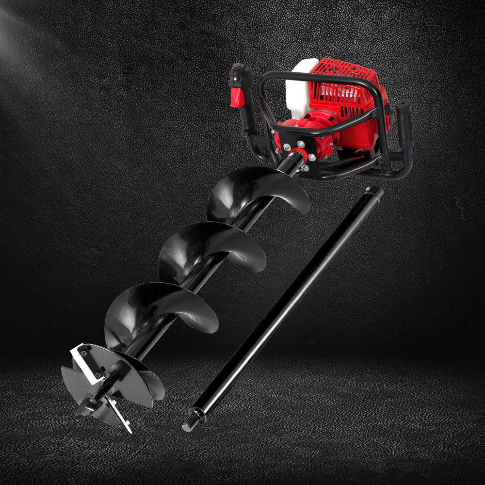 92cc Post Hole Digger 200mm Petrol Drill Extension Auger Bits