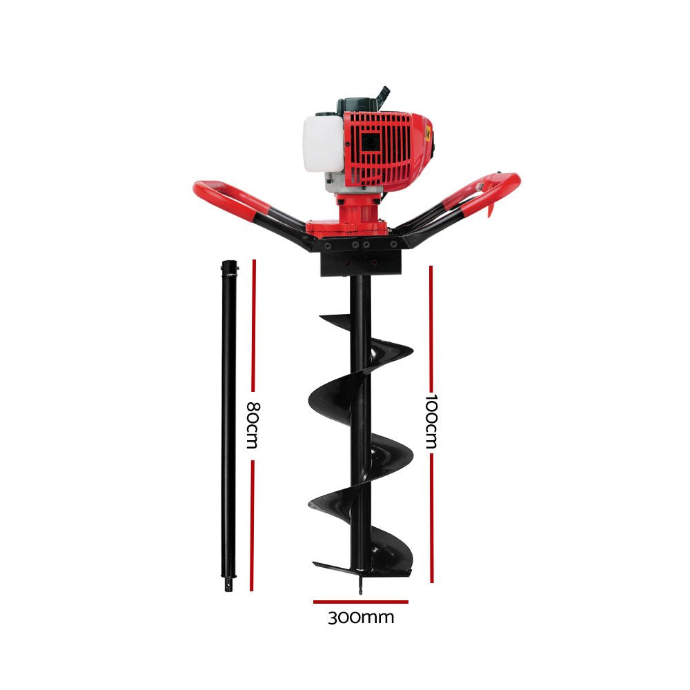 66CC Post Hole Digger 300mm Petrol Drill Extension Auger Bits