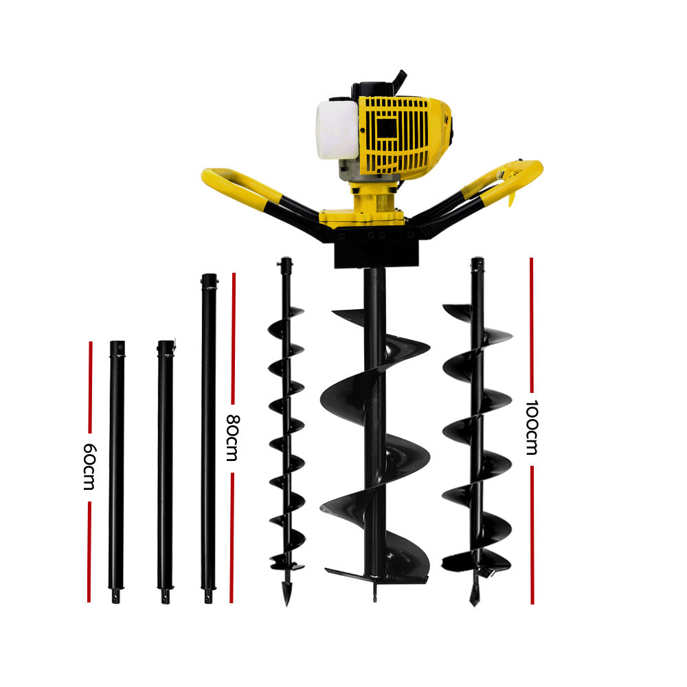 80CC Petrol Post Hole Digger Drill Auger Extension Bits