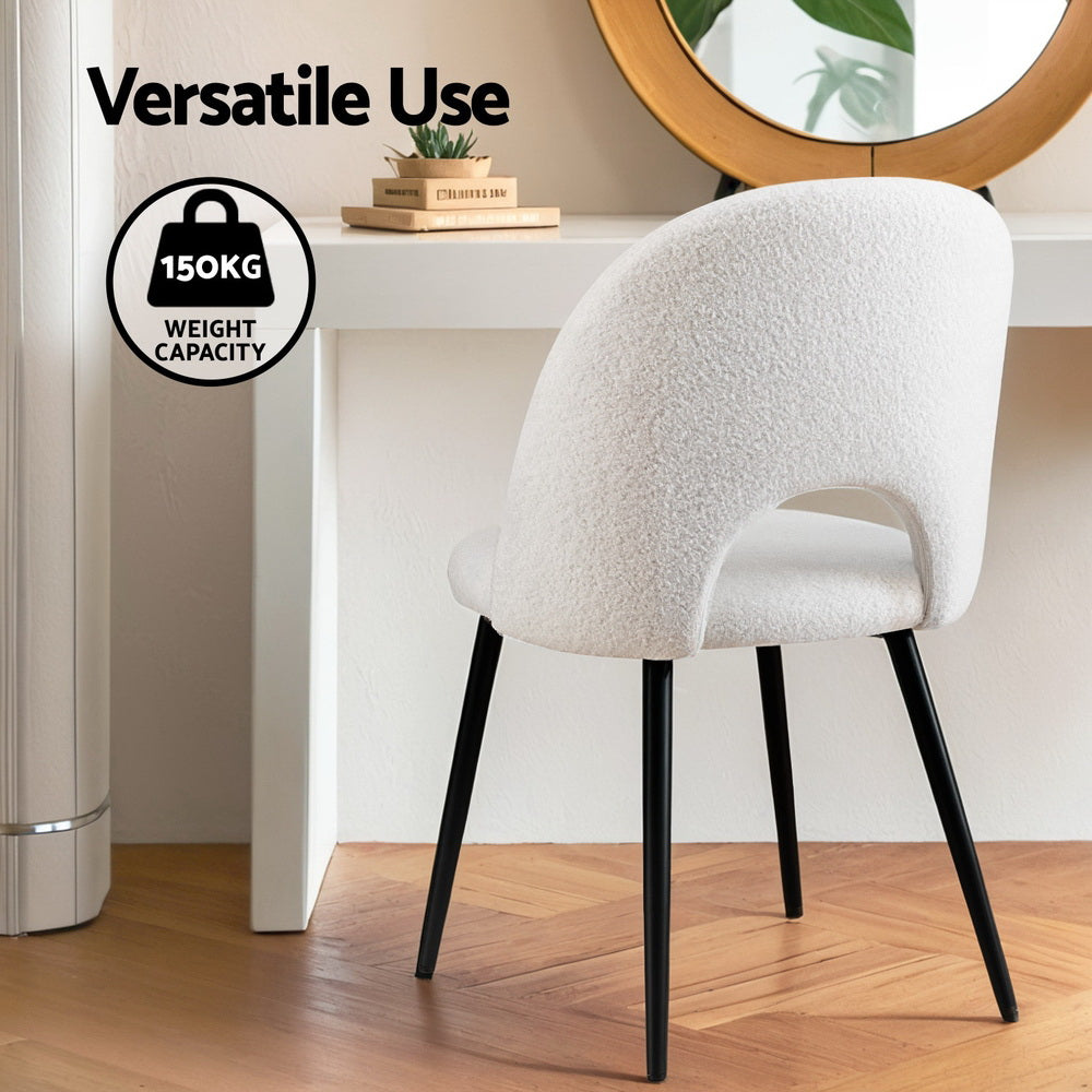 Maisie Set of 2 Dining Chair Boucle Sherpa - White