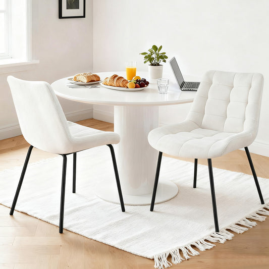 Sidony Set of 2 Dining Chairs Velvet Tufted Kitchen Lounge Cafe Accent Chair - Beige