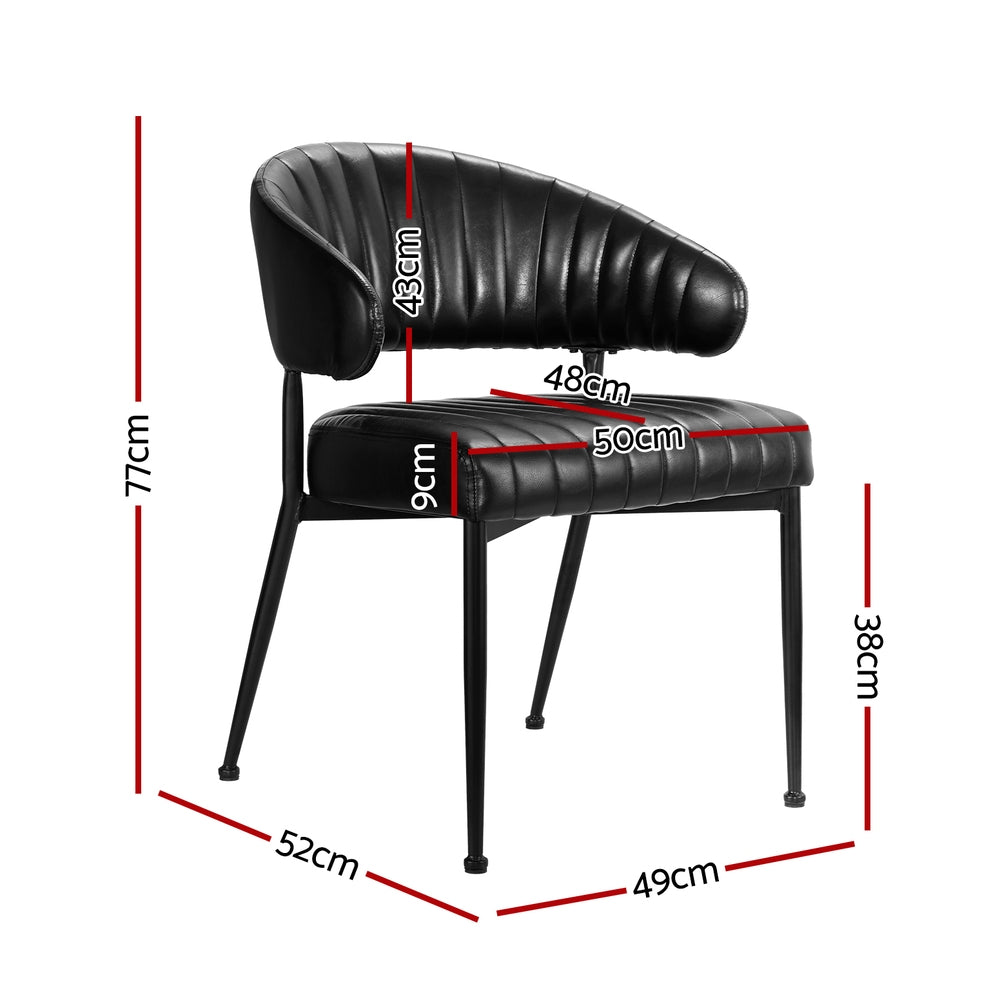 Gemma Set of 2 Dining Chairs Leather Hollow Armchair - Black